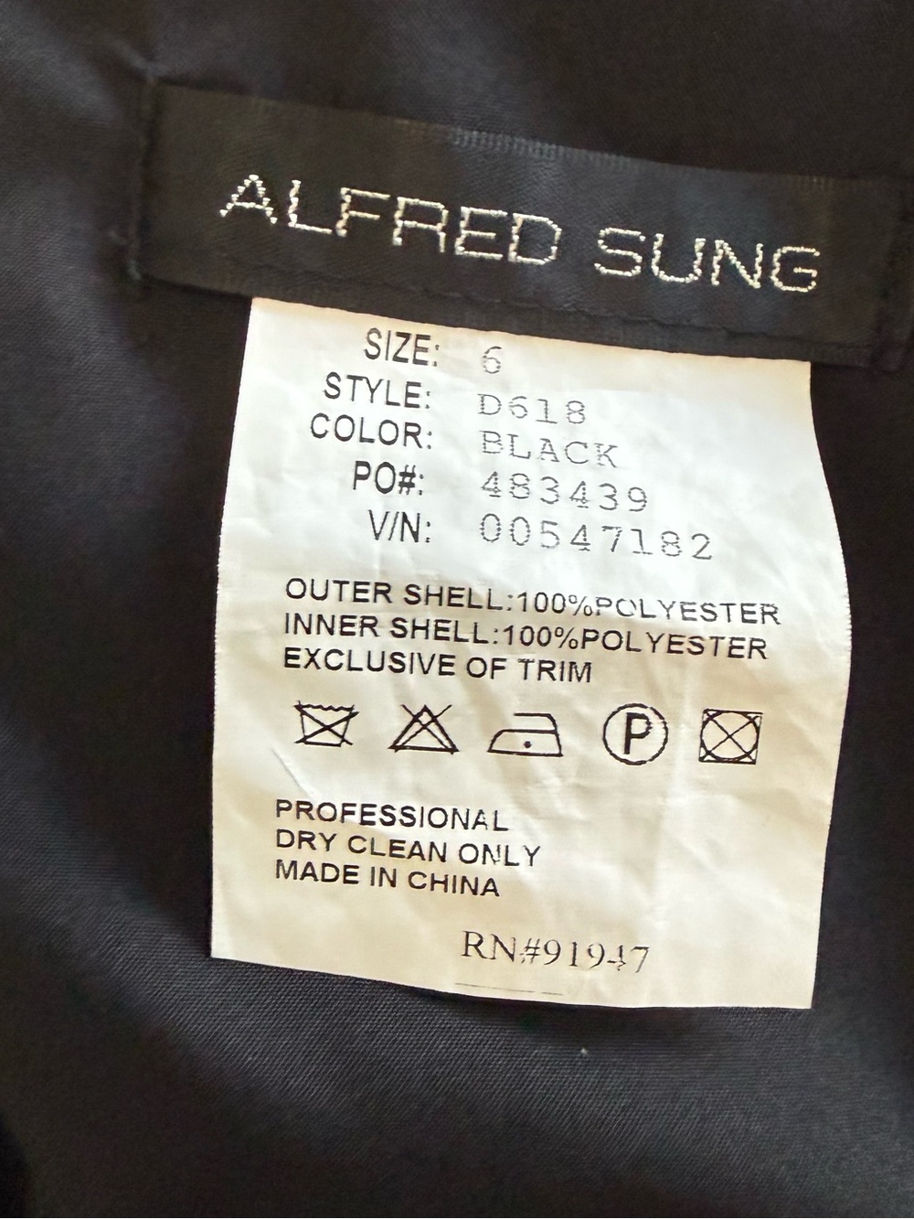 Alfred Sung Strapless Taffeta Cocktail Dress with Pockets & Belt Black Sz 6 - Picture 4 of 11